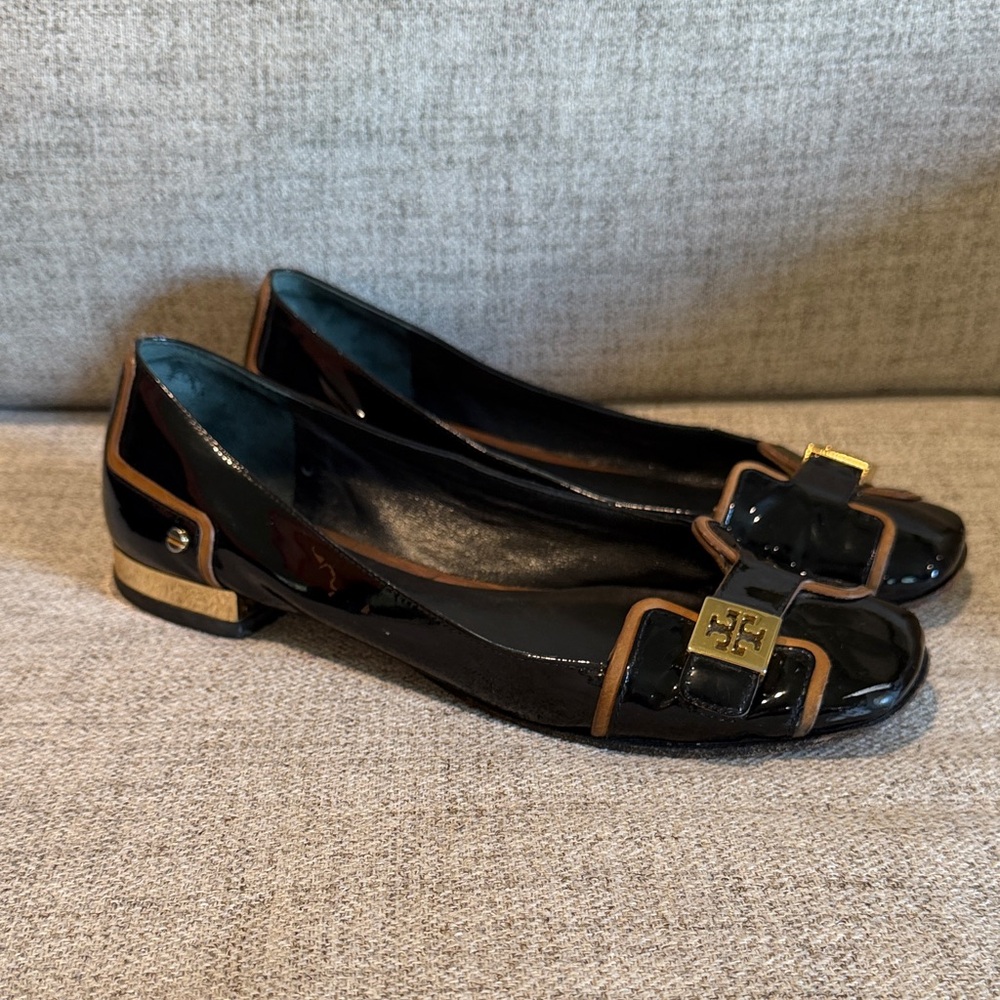 Tori Burch Patent Leather Black and Brown Shoes used
